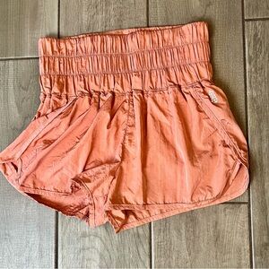 Free People FP Movement The Way Home Shorts Peach Nylon High Waist Sz Small